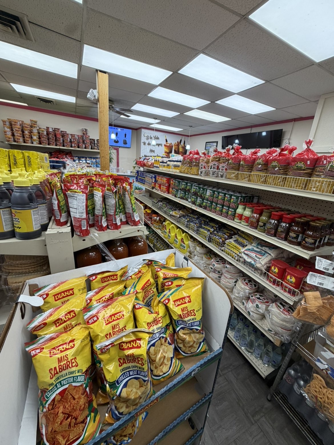 Latino grocery aisle at Lopez Market